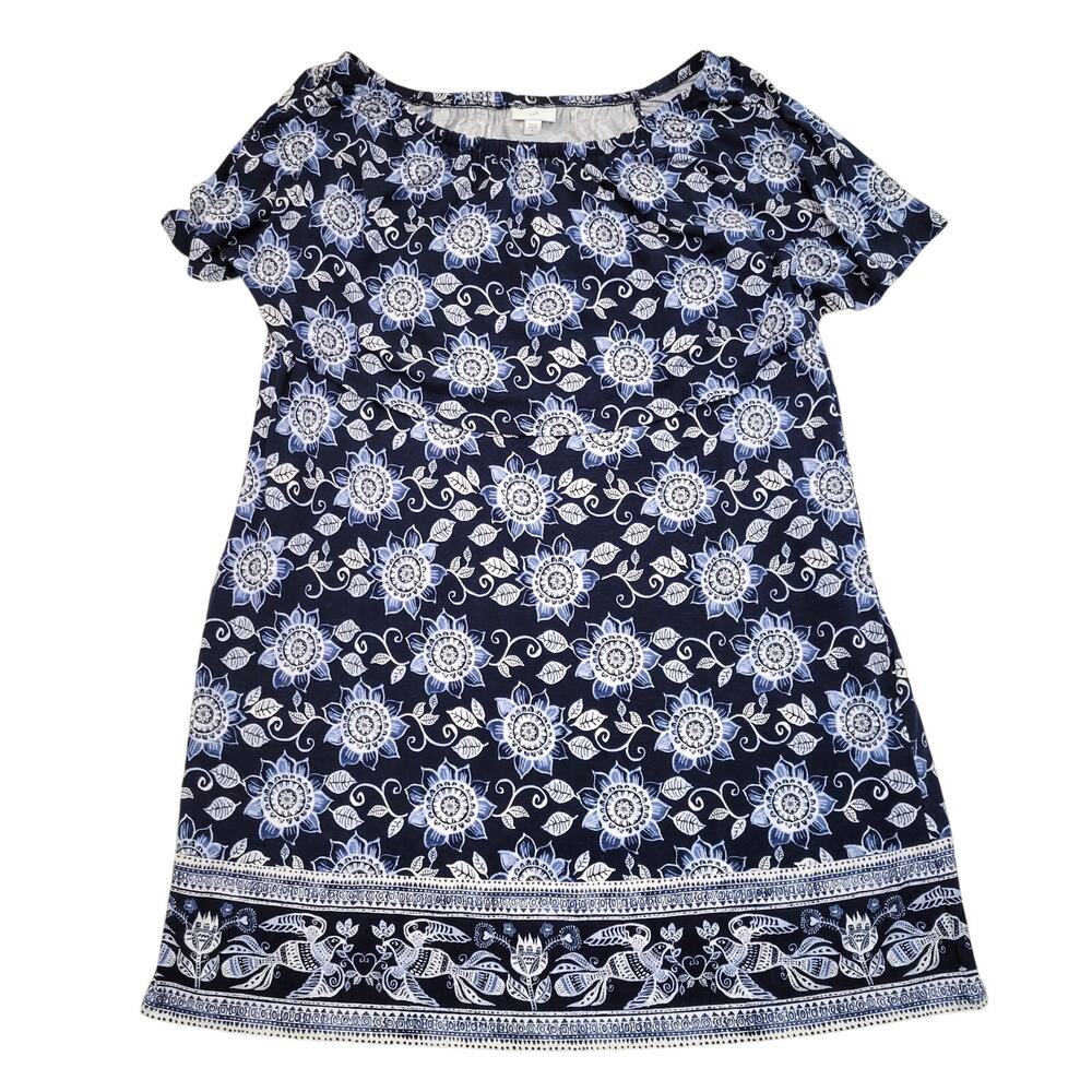 J Jill Tiered Off Shoulder Dress XL Blue